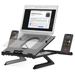Laptop Stand Ergonomic, Jelly Comb Multi-Angle Adjustable Laptop Riser with Built-in Foldable Legs and Phone Holder, Ventilated Notebook Stand Tray for MacBook, Desktop Computer, Tablet (Black)