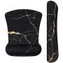 iLeadon Keyboard Wrist Rest Pad and Mouse Wrist Rest Support Mouse Pad Set, Non Slip Rubber Base Wrist Support with Ergonomic Raised Memory Foam for Easy Typing & Pain Relief, Black Gold