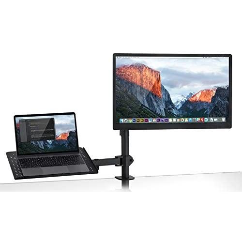 Mount-It! Laptop and Monitor Desk Mount | Fully Adjustable Laptop Mount | VESA Monitor Arm Stand | Desk Pole Mount Extension for Monitors and Laptops