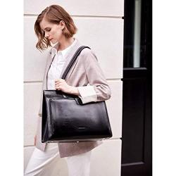 BOSTANTEN Leather Briefcase for Women Vintage 15.6 inch Laptop Bag Business Tote Shoulder Handbag Black