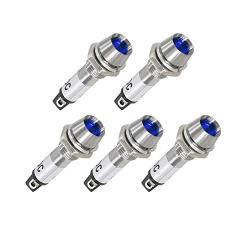 VictorsHome Indicator Light 12V DC Blue 5/16 Inch 8mm Metal Shell Panel Mount Signal Pilot Dash Directional Lights 5 Pack