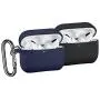 [2 Pack] SNBLK Designed for Airpods Pro Case Cover Silicone Protective Charging Case Skin with Keychain Compatible for Apple Airpods Pro 2019, (Front LED Visible) Black/Navy Blue