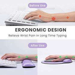 VicTsing Keyboard Wrist Rest and Mouse Pad with Wrist Support, Ergonomic Mouse Pad, Durable & Comfortable & Lightweight for Easy Typing, Pain Relief, Memory Foam Keyboard Pad Set for Laptop/Mac,Purple
