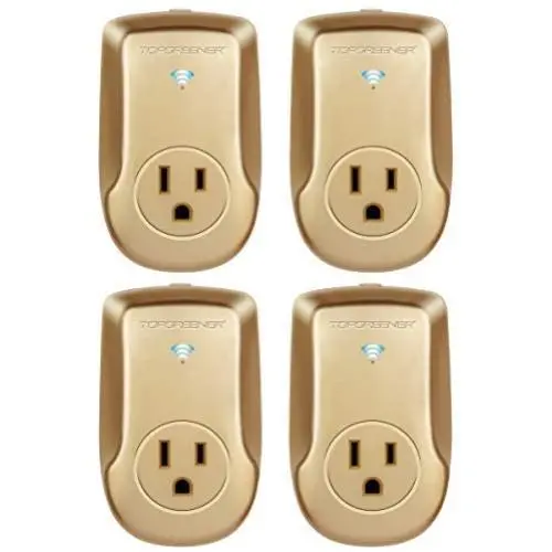 TOPGREENER TGWF115APM, Gold, 4-Pack Wi-Fi Powerful Plug with Energy Monitoring, Smart Outlet, 15A, 1800W, Control Lights and Appliances from Anywhere, No Hub Required, 4 TOPGREENER TGWF115APM, Gold, 4-Pack Wi-Fi Powerful Plug with Energy Monitoring, Smart Outlet, 15A, 1800W, Control Lights and Appliances from Anywhere, No Hub Required, 4