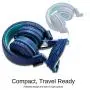 Kids Headphones - noot products K11 Foldable Stereo Tangle-Free 3.5mm Jack Wired Cord On-Ear Headset for Children/Teens/Boys/Girls/Smartphones/School/Kindle/Airplane Travel/Plane/Tablet (Navy/Teal)