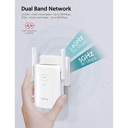 Victure 1200mbps WiFi Range Extender, 2.4G&5G Dual Band WiFi Repeater, WiFi Booster with Ethernet Port, WPS, Simple Setup, Provide a Stable Network for Online Working