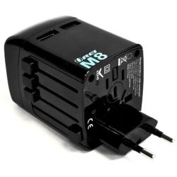 Travel Plug Adapter International World Wide Use with Dual USB Charger - Works in Europe, Asia, Africa, Central America, Japan in Over 150 Countries - Travel Mate