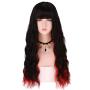 Honcloud Long Straight Two Tone Wig With Bang (Black&Red)