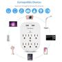 2 Pack 6-Outlet Wall Surge Protector, Multi Plug Outlet Extender, Outlet Wall Mount Adapter with 2 USB Charging Ports 2.4 A, 490 Joules, ETL Certified for Home, School, Office