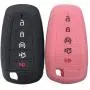 Key Fob SiliconeCover Glossy Protective Case Fits for Ford F150 Edge Mustang Fusion Ecosport Explorer Expedition 3/4/5 Button Smart Key case cover(Black+Pink)