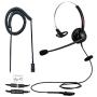 Emaiker Office Desk Phone Headset Single Ear RJ9 Call Center Telephone Headset RJ9 QD Cord with Noise Cancelling Microphone for Landline Phone IP Phones Yealik Sangoma Grandstream Akuvox Escene