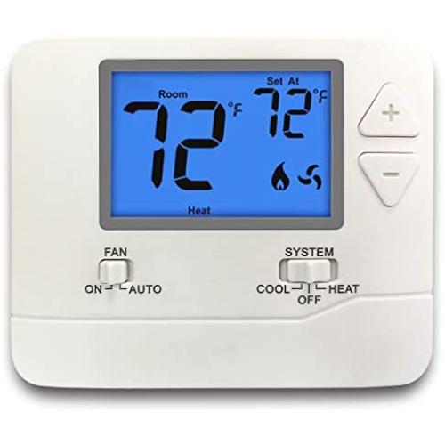ELECTECK Digital Thermostat with Large LCD Display, Non-Programmable, Compatible with Single Stage Electrical and Gas/Oil System, Up to 1 Heat/1 Cool, White ELECTECK Digital Thermostat with Large LCD Display, Non-Programmable, Compatible with Single Stage Electrical and Gas/Oil System, Up to 1 Heat/1 Cool, White