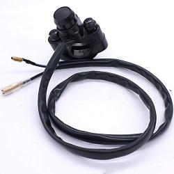 Taiss 7/8'' Motorcycle ATV Handlebar Latching Headlight Fog Brake Light Aluminium Alloy Button Switch Black with 60cm Connect Line and Two Bullet Connectors F011