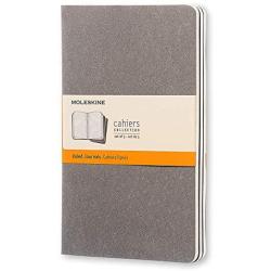 Moleskine Cahier Journal, Soft Cover, Large (5'' x 8.25'') Ruled/Lined, Pebble Grey, 80 Pages (Set of 3)