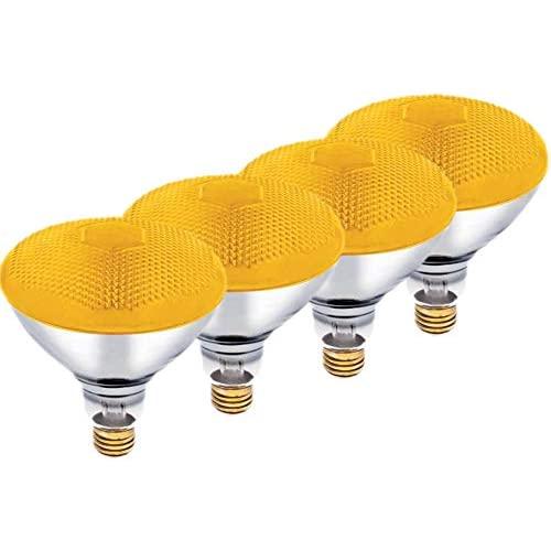 Dysmio Lighting 100 Watt BR38 Incandescent Flood Light Bulb Yellow Bug Light, 4 Pack