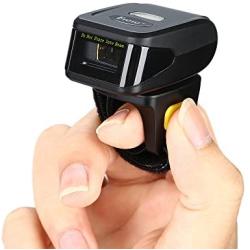 Eyoyo 1D Wireless Ring Barcode Scanner, Compatible with Bluetooth Function & 2.4GHz Wireless & Wired Connection, Portable Wearable Mini Finger Bar Code Reader Work with Windows, Mac OS, Android 4.0+,