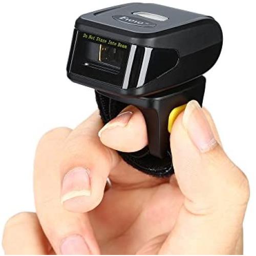 Eyoyo 1D Wireless Ring Barcode Scanner, Compatible with Bluetooth Function & 2.4GHz Wireless & Wired Connection, Portable Wearable Mini Finger Bar Code Reader Work with Windows, Mac OS, Android 4.0+,