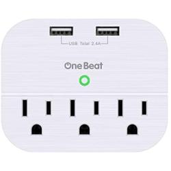 3 Outlet Surge Protector, Multi Plug Outlet Adapter with 2 USB Wall Charger, One Beat Power Strip Wall Plug Extender for Home Travel Office Hotel