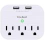3 Outlet Surge Protector, Multi Plug Outlet Adapter with 2 USB Wall Charger, One Beat Power Strip Wall Plug Extender for Home Travel Office Hotel