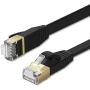TNP Cat7 Shielded Ethernet Flat Patch Network Cable 100 ft - 10Gbps 600Mhz High Performance with Snagless RJ45 Connectors Gold Plated Plug S/STP Wires Networking Cable Wiring Black