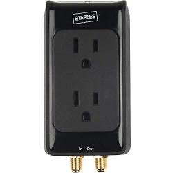 STAPLES 199676 Home Ent Surge Protector, 2-Outlet, 1500 Joules BK