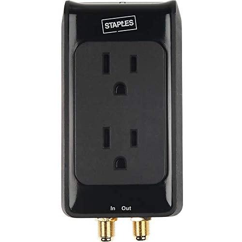 STAPLES 199676 Home Ent Surge Protector, 2-Outlet, 1500 Joules BK