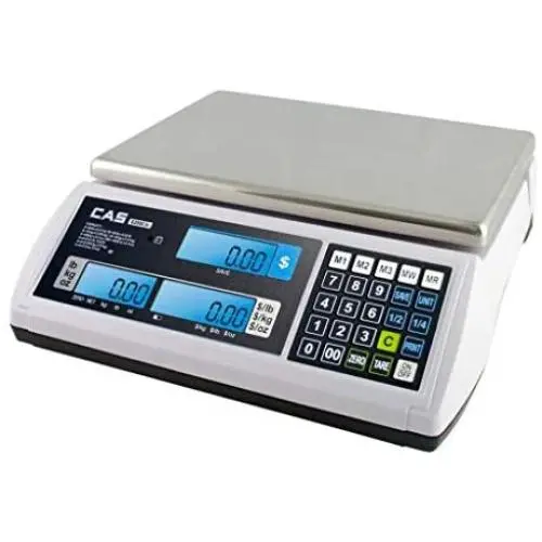 CAS S2000Jr 60 Pound Capacity - LCD Display - 3 Direct PLUs annd 199 Indirect PLUs - Food or Retail Industry Scale - NTEP Approved