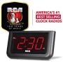 RCA Digital Alarm Clock - Large 1.4'' LED Display with Brightness Control and Repeating Snooze, AC Powered – Compact, Reliable, Easy to Use Black