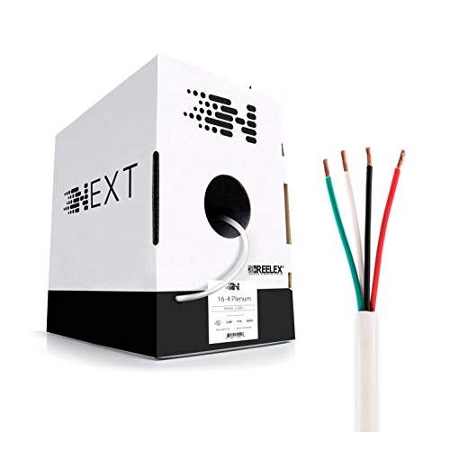 Next 16/4 Plenum Speaker Wire - 16 AWG/Gauge 4 Conductor - UL Listed in Wall (CL2P/CL3P/CMP) Rated - Oxygen-Free Copper (OFC) - 500 Foot Bulk Cable Pull Box - White