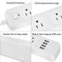 2 Prong Power Strip Surge Protector with 3 Outlets and 4 USB Charging Ports 6.6 Ft Long Extension Cord for Smartphone Tablets Home Office White
