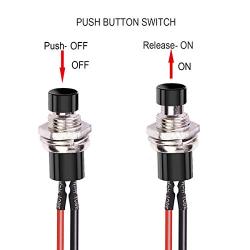 DaFuRui 10Pack Black 1A 250V AC 2 Pins SPST Normal Open Mini Momentary Push Button Switch with Pre-soldered Wires