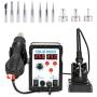 CO-Z 2 in 1 SMD Soldering Iron & Hot Air Rework Station with LED Display, 898D Soldering Kit with Heat Gun, Digital Electronic Repair Tool with 11pcs Soldering Tips