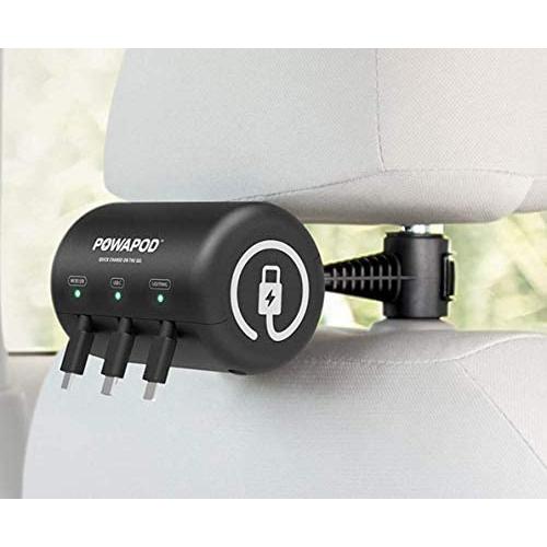 Powapod Multi Car Retractable Cord 3 in 1 Power Charging Station Car Charger, Type C Micro USB Compatible with Cell Phones and Tablets Fast Charge, Shipped from USA