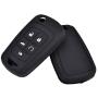 LemSa 2Pcs Rubber Silicone Flip Remote Key Fob Cover Remote Keyless Protector Bag Holder for Chevrolet Camaro Cruze Chevy Equinox Sonic Terrain Key Fob, Black/Red