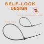 Symretie Cable Zip Ties 8＋4 Inch Nylon Wire Ties Adjustable Durable Self locking 50 Lb for Electronics Organization,Small Tie wraps Black White, Free Cable Mount,（ Bulk 1000 Pack ）