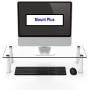 Mount Plus STB101 22.5 Inch Wide Tempered Glass Monitor Riser Desktop Stand Height Adjustable Table Top for Flat Screen LCD LED TV, Laptop, Notebook, Display (2 Pack)