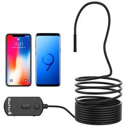 BlueFire Upgraded 1080P 5.5mm Semi-Rigid Inspection Camera, 2 MP HD WiFi Borescope Snake Camera, Zoomable Focus 1800mAh Battery Wireless Endoscope for Android and iOS Smartphone, Tablet (11.5FT)