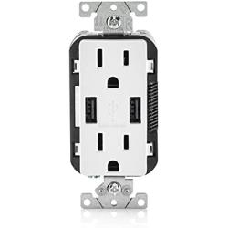 Leviton T5632-3BW 15-Amp USB Charger/Tamper Resistant Duplex Receptacle Pack of 3, White