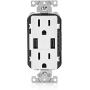 Leviton T5632-3BW 15-Amp USB Charger/Tamper Resistant Duplex Receptacle Pack of 3, White