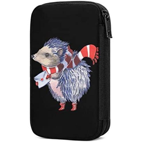 Hxuedan Watercolor Hedgehog The Data Cable Storage Bag is A Portable and Independent Design SuitableVFor Travelers to Place The Data Cable, Earphone and Electronic Product Data Cable Storage Bag