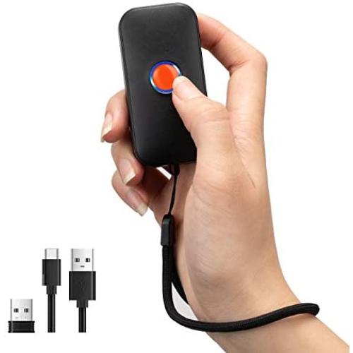 Tera Mini Wireless Barcode Scanner Compatible with Bluetooth, Printed Digital 1D 2D QR Barcode Reader Scanner Portable for PC, Laptop, Smartphone and Tablet with Vibration Alert Function