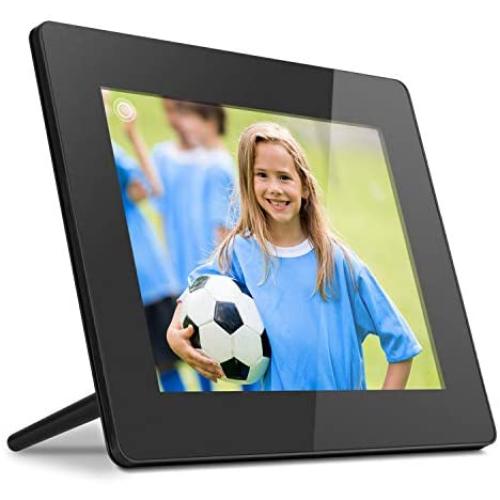 Aluratek 8 Inch Touchscreen Wifi Digital Photo Frame 16GB Memory with Built-In Clock, Calendar, Alarm, Weather, Black (AWDMPF208F)