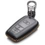 Vitodeco Genuine Leather Remote Key Fob Case Cover Protector with Key Chain for 2019 Toyota Corolla Hatchback, Rav 4, Avalon, Camry, Prius, C-HR (3 Buttons, Black)