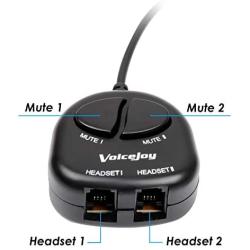 4P4C RJ9 Splitter Training Adapter Telephone Training Adapter Y Splitter+ Two Mute Buttons for Headset for Nortel Meridican, Norstar, Avaya, Ashtra, Mitel, Polycom, Ge Phones etc