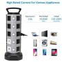 SUPERDANNY Power Strip Tower SDD005 - 5 Surge Protector 18 Outlet Plugs with 4.2A 4-USB Slot Electric Fast Charging Station 3000W 13A 16AWG 6.5ft Heavy Duty Cord Wire Extension for Home Office