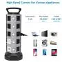SUPERDANNY Power Strip Tower SDD005 - 5 Surge Protector 18 Outlet Plugs with 4.2A 4-USB Slot Electric Fast Charging Station 3000W 13A 16AWG 6.5ft Heavy Duty Cord Wire Extension for Home Office SUPERDANNY Power Strip Tower SDD005 - 5 Surge Protector 18 Outlet Plugs with 4.2A 4-USB Slot Electric Fast Charging Station 3000W 13A 16AWG 6.5ft Heavy Duty Cord Wire Extension for Home Office