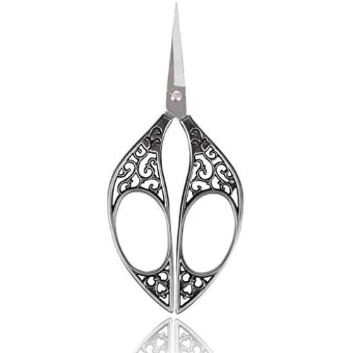 BIHRTC Small Embroidery Scissors Cute Scissors 4.4 Inch Sharp Stainless Steel Sewing Scissors Sheer for Cross Stitch Thread Needlepoint Household Craft Ofiice Black Scissors