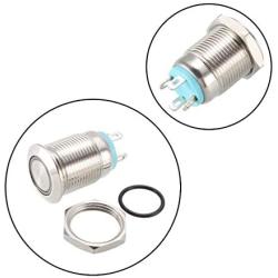 uxcell Momentary Metal Push Button Switch 12mm Mounting Dia 1NO 3-6V Blue LED Light