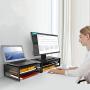 Simple Trending 2-Tier Monitor Stand Riser, Metal Desk Organizer Stand with Anti-Slip Suction Cup for Laptop, Computer, iMac, Pc, Printer, Black