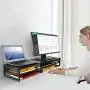 Simple Trending 2-Tier Monitor Stand Riser, Metal Desk Organizer Stand with Anti-Slip Suction Cup for Laptop, Computer, iMac, Pc, Printer, Black